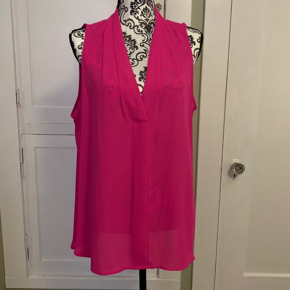 Vince Camuto Sheer Hot Pink Sleeveless Top - XL.